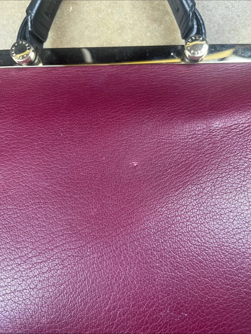 Furla Cortina Shoulder/Tote Bag in Burgandy and black